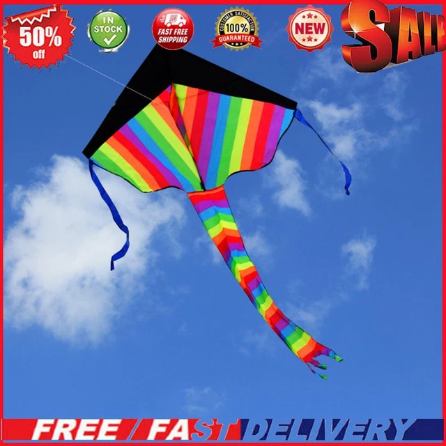 Big Triangle Kite Easy To Fly Gradient Rainbow Kite for Boys Girls Children Gift