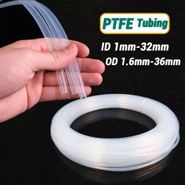 PTFE Tube Tubing Pipe ID 1mm-32mm OD 1.6mm-36mm High Temp Resistance Translucent