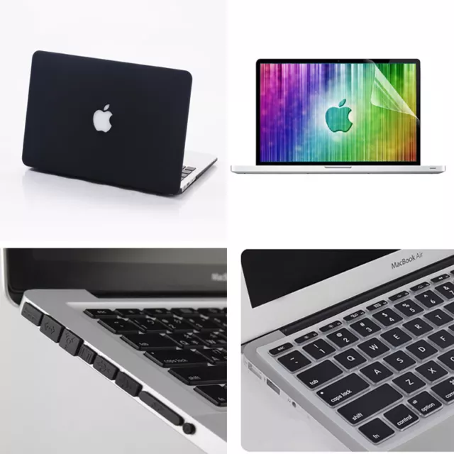 4in1 Black Matte Rubberized Hard Case Skin For Macbook Air Pro 11 13 14 15 16 in