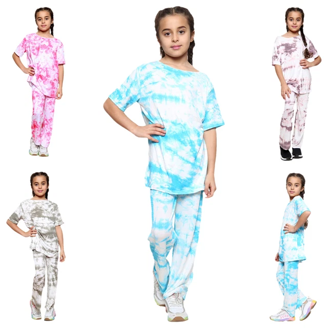 Girls Pyjamas Tie Dye T-Shirt and Leggings Set Two Toned Outfit Pjs 5-14 Years