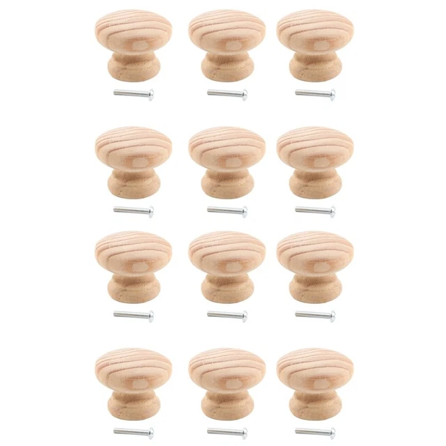 12 Pcs Wood Drawer Pulls Round Glass Drawer Knobs Drawer Handle Cupboard Pulls 3