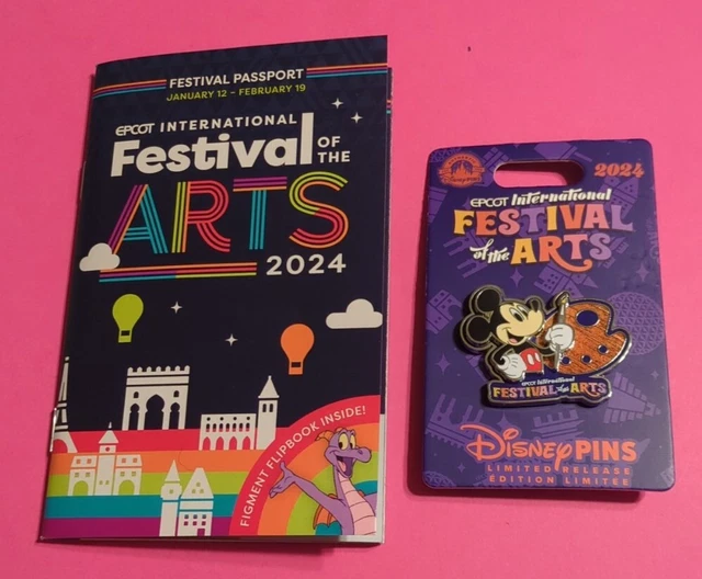 DISNEY 2024 EPCOT Festival of The Arts Mickey LR Pin + Passport 16.99