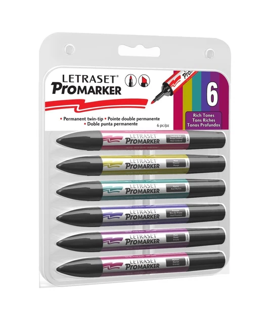 Letraset AquaMarker Water Based Twin Tip Marker Kit of 6 pcs. SET2