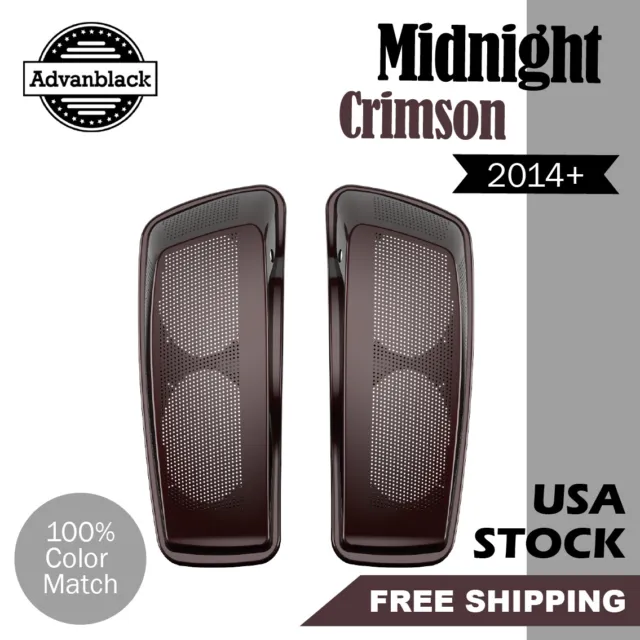 Midnight Crimson Dual 6x9 inch Saddlebag Speaker Lids Audio Cover Fit Harley 14+