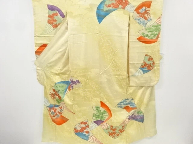 6881556: Japanese Kimono / Antique Furisode / Embroidery / Phoenix & Flower