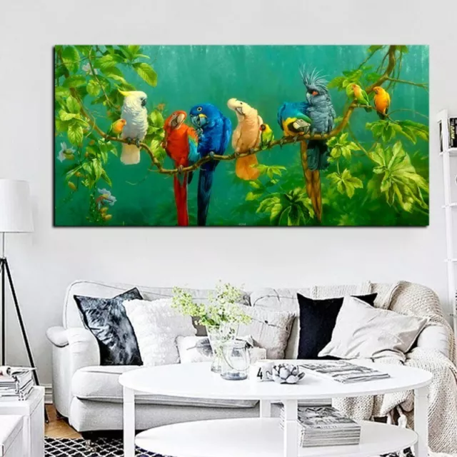 Parrot Bird on Branches Wood Landscape Canvas Painting Canvas Wall Art Print Art 3