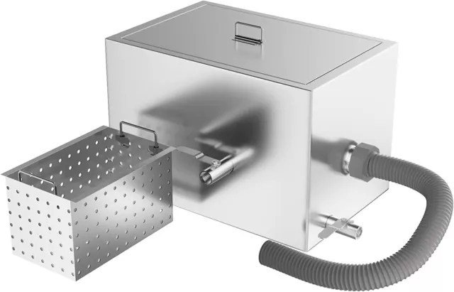 40lbs Commercial Grease Trap Stainless Steel Interceptor for Restaurant 13 GAL