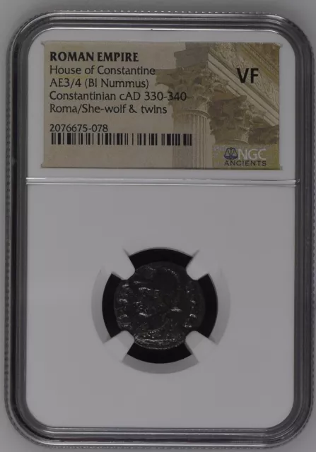 NGC VF Roman AE3/4 Constantine I ROMA / SHE WOLF & TWINS ROMULUS & REMUS Reverse