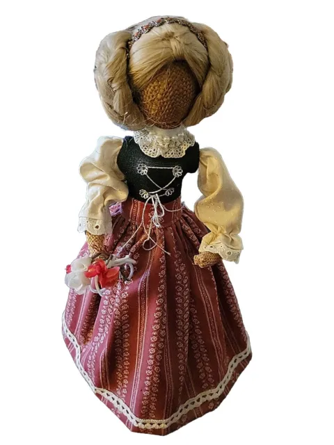 Vintage Handcrafted Burlap Doll Rupfen Puppen German Burlap Doll Folk Costume