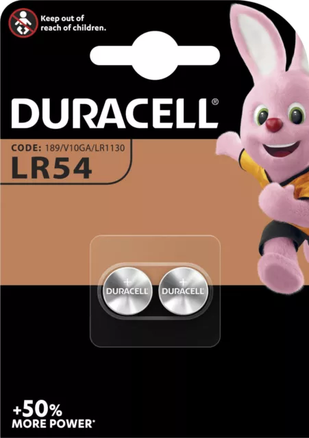 Duracell Batterie Knopfzelle LR54, V10GA, 189, 191, 1.5V MHD 12/2024 2er Blister