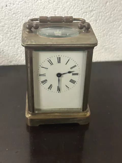 Late 19th Century French sF Brass Carriage Clock With Roman Numerals 2