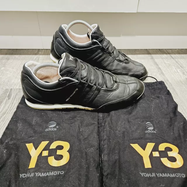 Adidas Yohji Yamamoto Y-3 Sprint Black White Leather Trainers Size UK 10 Bags