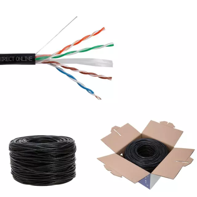CAT6 1000FT Outdoor 23 AWG 550 MHZ Cable UTP Wire Solid Direct Burial UV LAN