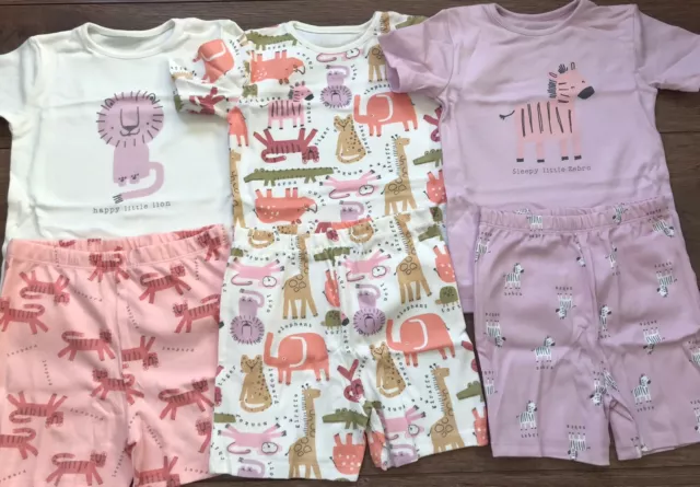 GEORGE Baby girl set of 3 short pyjamas animal theme  age 18-24  months NEW