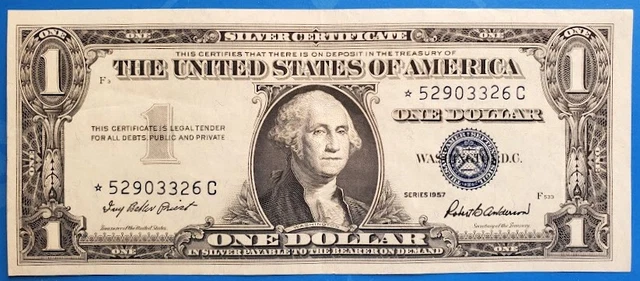 ***STAR NOTE***  1957 US Silver Certificate $1 One Dollar Bill ~ Blue Seal