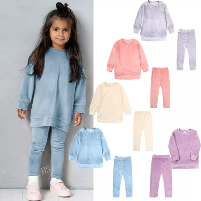 Girls Kids Tracksuit 2PCS Long Sleeve Sweatshirt Tops Pants Set Outfits **/