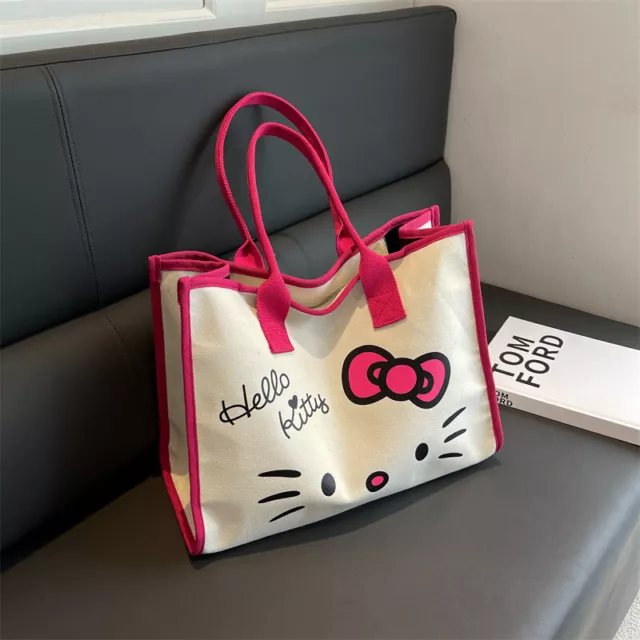 Hello Kitty Cartoon Canvas Bag Tote Bag Commuter Shoulder Bag hot