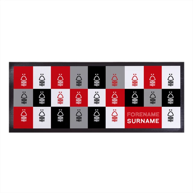 Nottingham Forest FC Officially Licensed - Chequered - Personalised Bar Runner