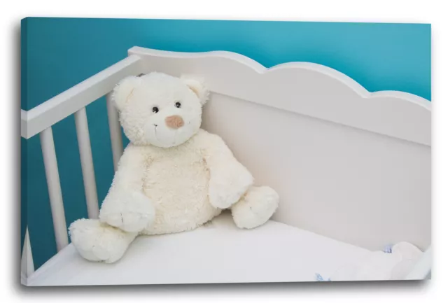 Lienzo/Marcos Lindo oso de peluche blanco solo en la cama de los niños decoraci