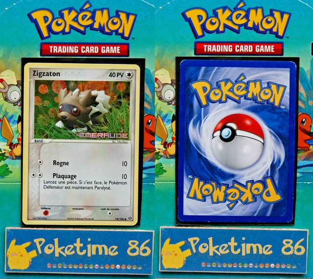 Pokémon, EX EMERAUDE, ZIGZATON, commune holo logo, 74/106,  état correct