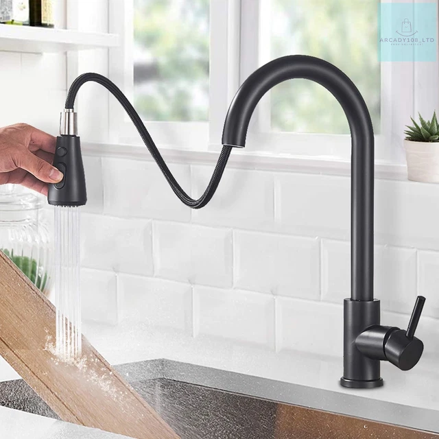 Onyzpily Küchenhahn schwarz mit herunterziehbarem Küchenspüle Mixer Wasserhähne Einzelgriff