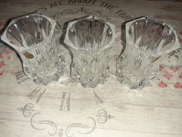 Lot 3 Petits Vases Photophores Cristal d'Arques