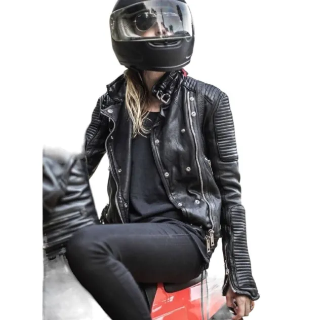 Women's Genuine Lambskin Leather Jacket Motorcycle Real Slim fit Biker Jacket |