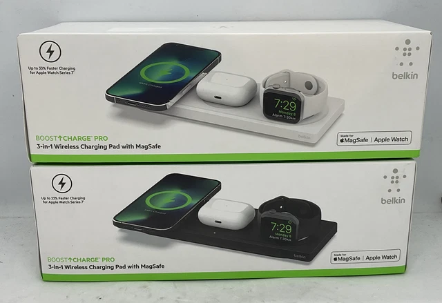 Belkin Boost Charge Pro 3-in-1 MagSafe Wireless Charging Pad Black or White Fast