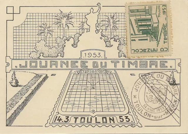 Carte Postale Grand Format Journee Du Timbre 1953 Toulon