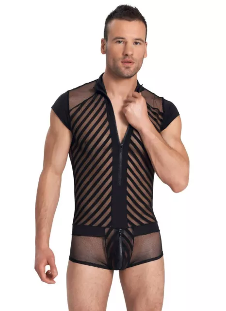 Herren Body S M L XL XXL Zip schwarz Netz sexy Männer Dessous "Freestyley" C23 2