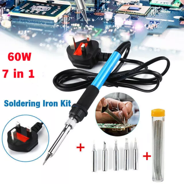 UK 60W Adjustable Temp Soldering Iron Kit Electronics Welding Solder Irons Tool