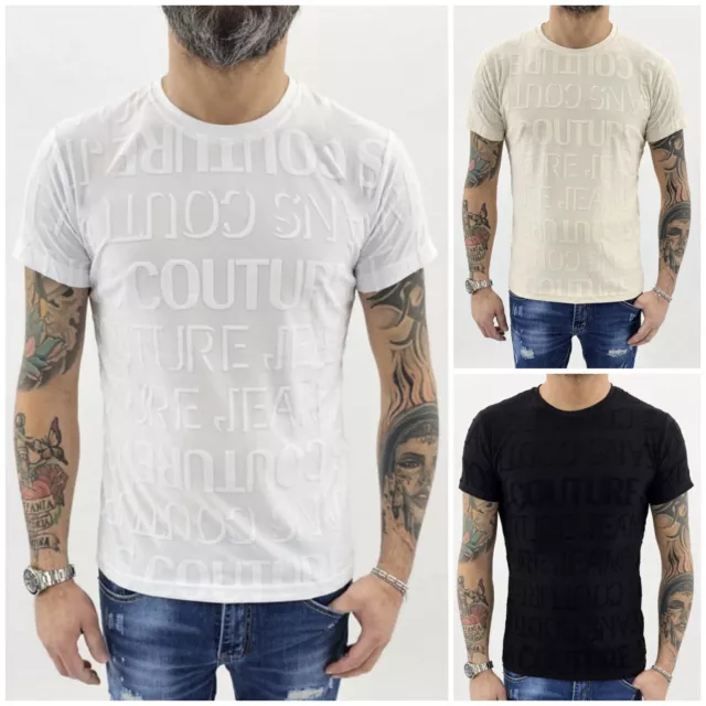 T-shirt Maglietta Uomo Elastico Maniche Corte Maglia couture rilievo s,m,l,xl