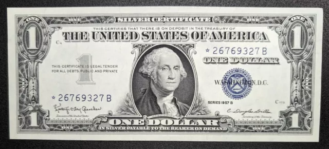 Star Note 1957 U.S. $1 One Dollar Silver Certificate Crisp Uncirculated    (001)