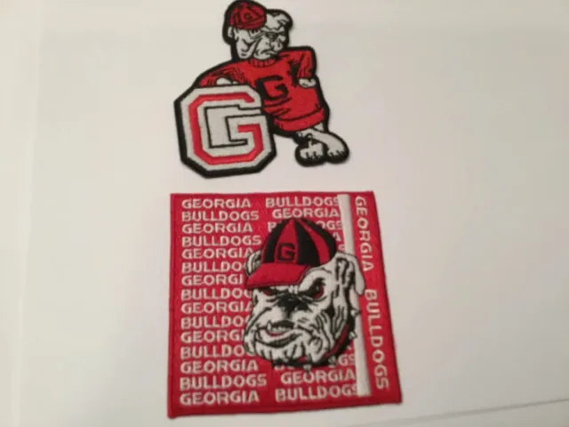 (2) UGA GEORGIA BULLDOGS VINTAGE Embroidered Iron On Patches patch lot