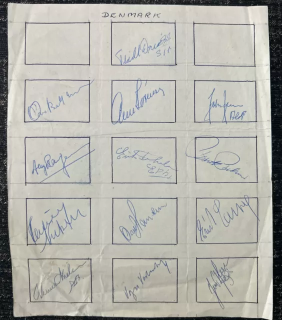 Signed X13 Denmark 1950s Football Autograph Book Page Signature