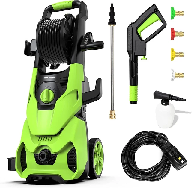 Rock&Rocker Powerful Electric Pressure Washer, 2150PSI Max 2.6 GPM, Green
