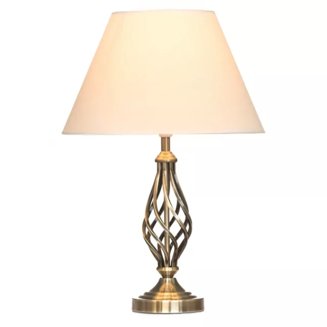 Kingswood Barley Twist Traditional Table Lamp & Shade - Antique Brass