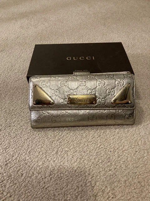 Gucci Guccissima GG Logo Gold Leather Embossed with Gold Hardware Long Wallet
