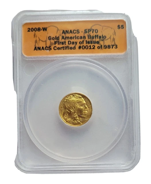 2008 1/10 Gold Buffalo First Day Issue Coin by ANACS SP-70