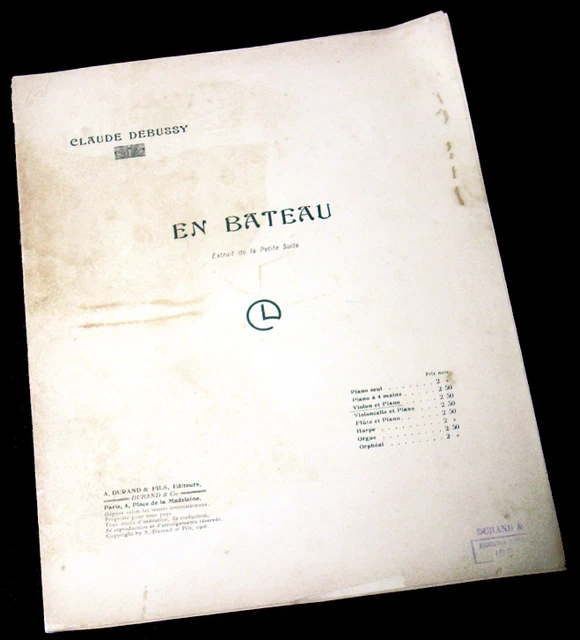 en bateau transcription pour piano et violon 1915 Claude Debussy