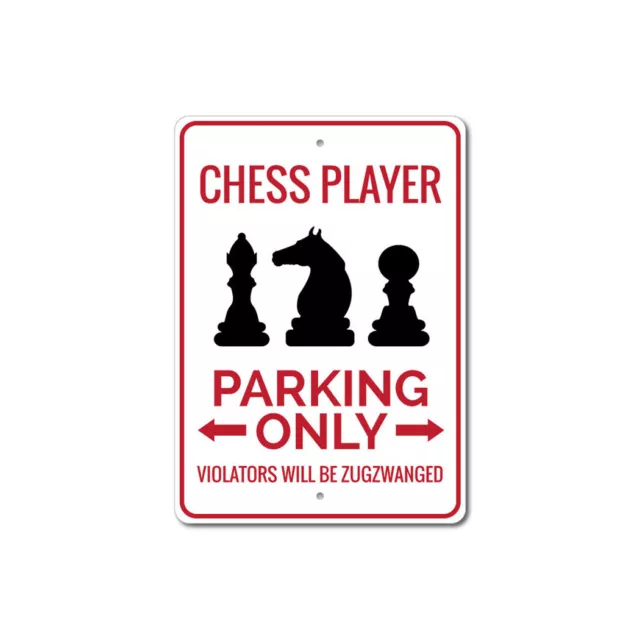 Chess Player Parking Only Sign Reserved Space Garage Decor Aluminum Metal Plaque