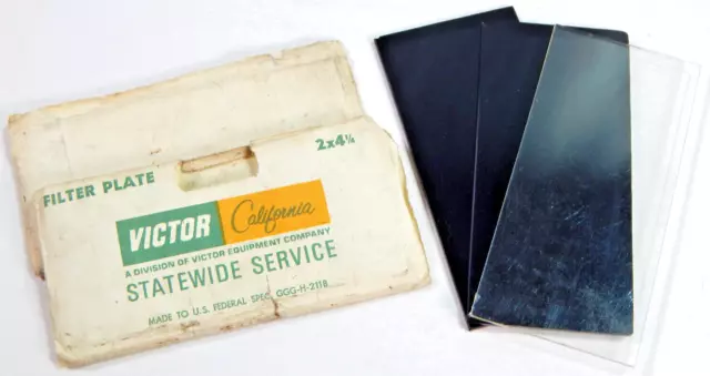 LOT VTG VICTOR CALIFORNIA 2x GREEN FILTER PLATES 4 1/4″ GGG-H-211B & 1 CLEAR