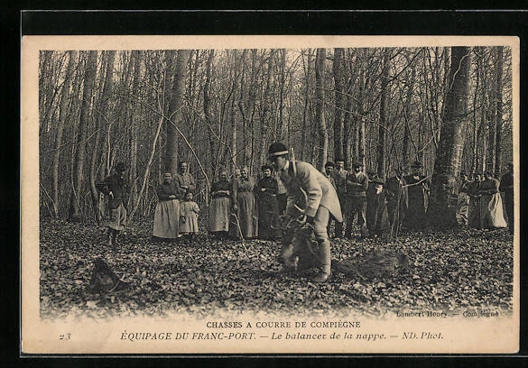 CPA Compiegne, Chasses a Courre, Equipage du Franc-Port, Le balancer de la napp