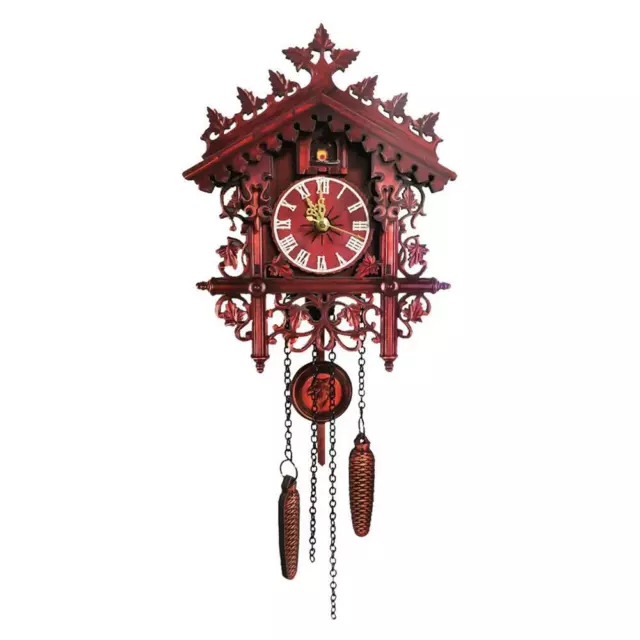 Horloge murale coucou classique suspendue bois horloge oiseau décor maison cade[