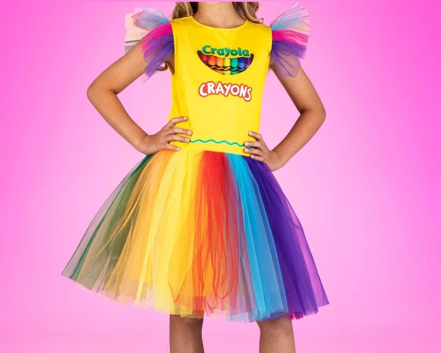 CHILD GIRLS CRAYON Box Crayola Colorful Costume Dress SIZE S (with