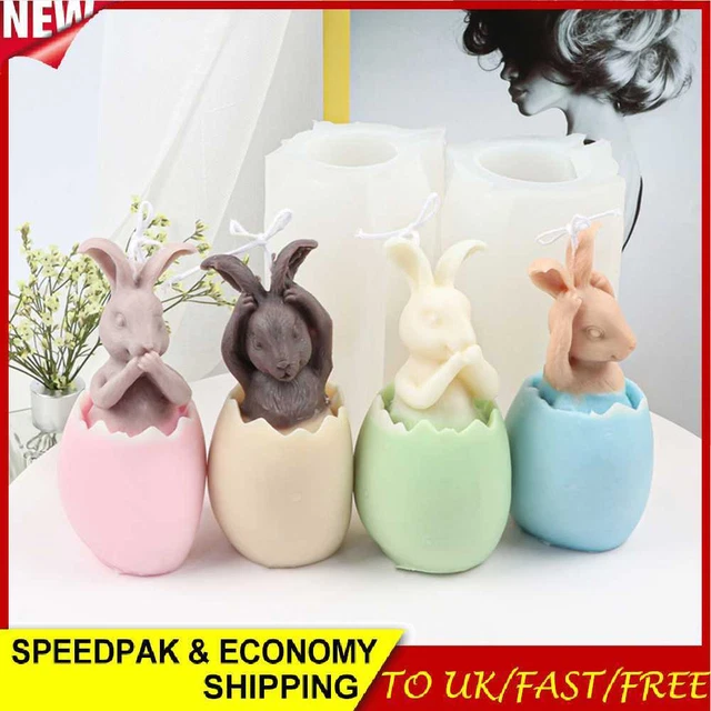Molde de velas de silicona 3D fácil de demoldar conejo cáscara de huevo de Pascua para fiesta navideña