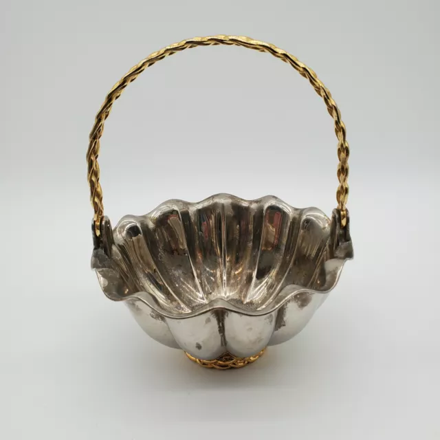 Vintage International Silver Co. Basket with Brass Handle and Base