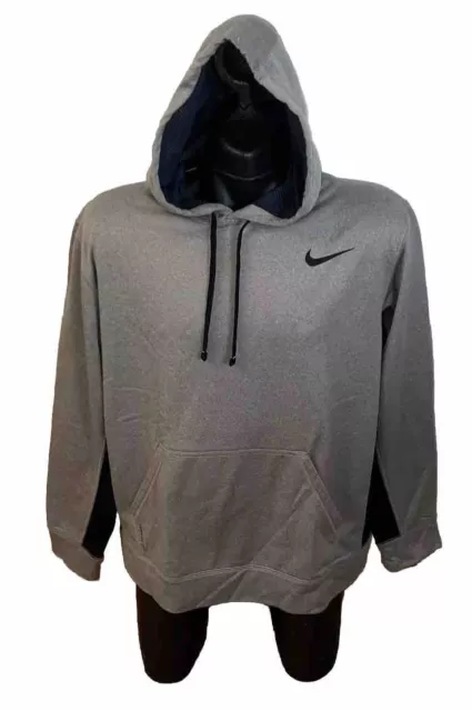 Nike Therma-Fit Swoosh Hooded Sweatshirt Mens XL Gray Grey Hoodie