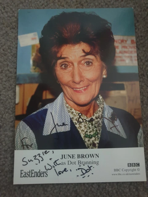 BBC EastEnders Dot Branning June Brown Hand Signed Cast Card Autograph .