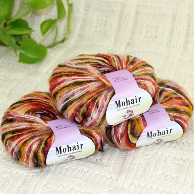 Sale 3BallsX25gr Fluffy Soft Mohair Lace Shawl Rugs Blankets Crocheted Yarn 51